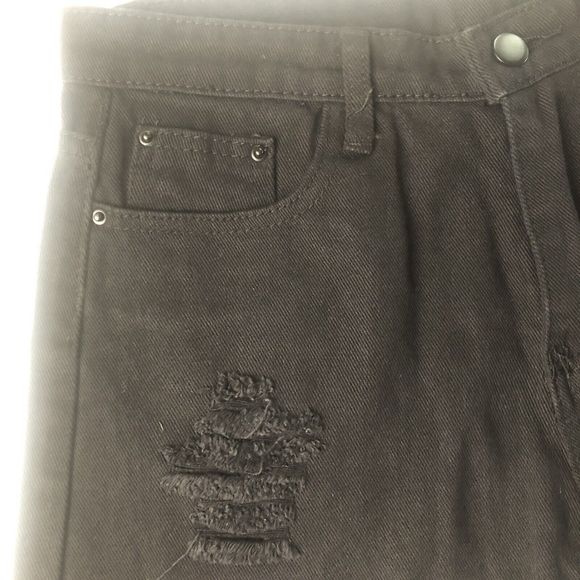 SHEIN High Rise Frayed Hem Black Denim Shorts Women's Medium - Picture 3 of 10